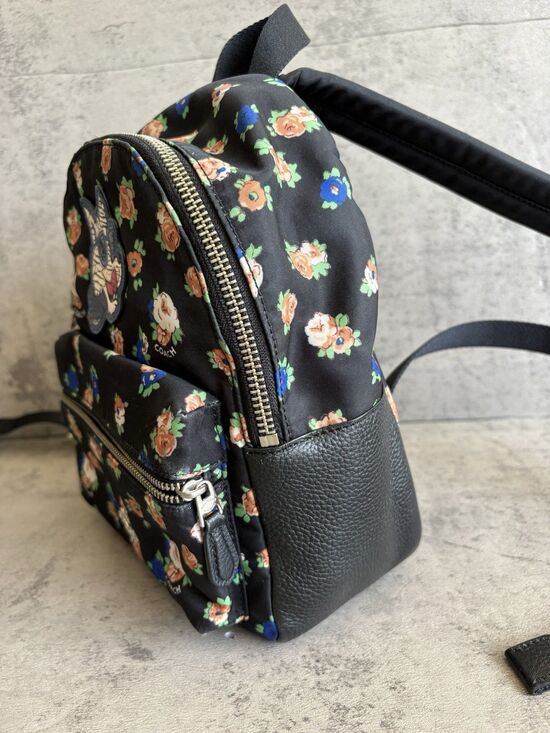 COACH Mini Charlie Nylon Mini Backpack Tea Rose Floral Print Bag F57636